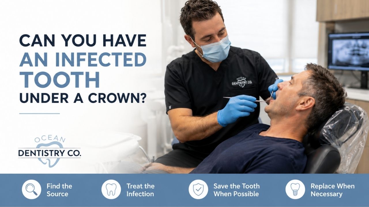 Can you have an infected tooth under a crown